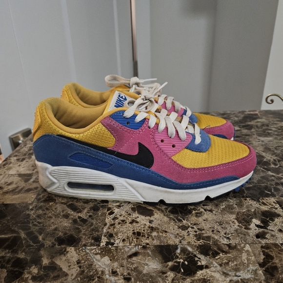 Nike Air Max 90 USED Men’s Multi Color Suede Shoes Sneaker Size 8.0 9.5 Women’s - Picture 4 of 5